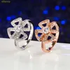 2AVZ Designer Luxury Jewelry Bvlger B-Home Band Rings High End Windmill Four Leaf Clover Fashionable och 18K Gold Diamond Patted Full Sky Star Lucky Ring