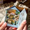 DIY Mini Wood Dollhouse With Furniture Light Doll House Casa Miniature Party Maison Children Girl Boy For Toys Födelsedagspresenter 240106