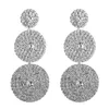 Boucles d'oreilles pendantes multicouches, bijoux de luxe en argent Sterling 925 pavé de diamants blancs, elliptique, doux et mignon pour femmes, boucles d'oreilles de mariage pour cadeau de saint-valentin Stud earrings