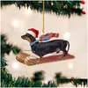 Kerstversiering Boom Hangende Hanger Acryl Kerstman Teckel Kleine Miniatuur Xmas Home Ornament Decoratie Drop Delivery Tuin Dhpuu