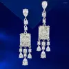 Dangle Earrings 8 10 Radian Cut White G-color 925 Silver Plated Thick Platinum 3-carat High Carbon Diamond