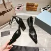 Prado Designer schoenen vrouwen mannen topkwaliteit slipper sandalen glijden waterkant bruin lederen sandaal dames hoge hakken hielen schoenen oranje doos en stofzak