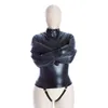 Leather Fully-Covered Double-Arm Zipper Restraint Sex Toys For Man/Woman Wear Ribbon Restrictive Bdsm Bondage Slave Constraint 240106