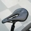 TOSEEK Full Carbon Saddle MTBRoad 143155MM Bike Saddle Super Light Leather Carbon Cushions 135g Carbon Rails Bicycle Seat 240105