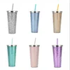 Mode Glitter Cup 710 ml 24 oz Plastic Dubbelwandige Tumbler Cup Met Stro Met Platte Deksel Koffiemokken Kerstcadeaus 240105