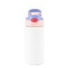 Voorraad sublimatie mokken Blanks Kids Tumbler Babyfles Sippy Cups 12 OZ witte waterfles met rietje en draagbaar deksel 5 kleuren deksels Pri Lucf