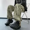 Jeans masculinos y2k vintage perna larga camuflagem calças moda baggy reta alta carga rua calças do exército 2024