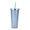 Mode Glitter Cup 710 ml 24 oz Plastic Dubbelwandige Tumbler Cup Met Stro Met Platte Deksel Koffiemokken Kerstcadeaus 240105