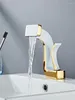 Rubinetti per lavandino del bagno Cascata Rubinetto per lavabo tutto in rame e mobile creativo di lusso a luce fredda