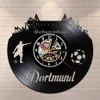 Dortmund ville horizon horloge murale états allemands stade de Football Fans Cellebration mur Art vinyle disque horloge murale Y200109262S