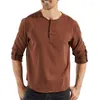 Camicie casual da uomo T-shirt primaverile O Collo Manica lunga Pullover allentato Tinta unita Sottile Gemello morbido Lunghezza media Stile semplice Top da uomo