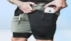 2-in-1-Laufshorts für Herren im Fitnessstudio, integrierte Handytasche, Trainingshose, Fitnessstudio, Training, Bodybuilding, Lauftasche, lässig, Pan5100071