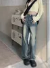 Damenjeans Slergiri American Washed Vintage Baggy Damenmode Streetwear Lässige, lockere, hoch taillierte Distressed-Hosen mit weitem Bein