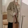 Damenanzüge Herbst/Winter Britischer Stil Kurze Wollblazer Mäntel Vintage Casual Lose Einreiher Jacke Damenbekleidung