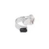 Bandringen onregelmatige zwarte toermalijn open ring voor vrouwenmeisjes Boho handgemaakte kristalcluster vinger sieraden resizablel240105