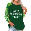 Dames T-shirts Stijlvolle Top met Raglanmouwen St. Patrick's Day Print Casual Ronde Hals Sweatshirt Damesmode Blouse 2024 Shirt