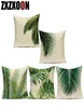 Kuddecorativ kudde bomullslinne dekorativa kastkuddar monstera palm blad tropisk grön växt kuddning täckning för soffa liv9617014