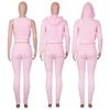 Frauen Dickes Fleece 3-teiliges Set Jogginghose Weste Hoodies Jacken Set Herbst Winter Jogger Luxus Outfit Sweatsuit Trainingsanzüge 240105