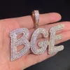 CUC Custom Double Layer Letter Pendant Iced Out Cubic Zirconia Gold Silver Color Halsband Kedja Män kvinnor Hip Hop Jewelry 240106