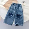 Kinder Jeans Mädchen Schleife Kleidung 1 bis 6 Jahre für Baby Mädchen Hosen 240106