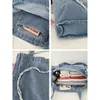 Rough Edge Denim Damen Umhängetasche Love Heart-Shaped Cloth Handtasche Große Einkaufstasche Female School Books Tote Eco Canvas Geldbörse 240106