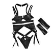 Ensemble de lingerie sexy pour femme en maille à col en V, sous-vêtements découpés, string féerique, ensemble avec porte-jarretelles, costume de corps le plus sexy pour femmes 240106