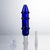 NC012 Glass Water Bong Smoking Pipe 10mm 14mm Titanium Quartz Ceramic Nails Quartz Banger Nail Clip Blue Green Clear Tower Style Dab Rig Bubbler Pipe