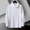 Herr t shirts 2024 Autumn Winter Casual Long Sleeve Men Solid Turtleneck T-shirts Man Topps tee Black White Grey