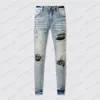 Amirs Designer-Herrenjeans Lila High Street Hole Star Patch Damen-Stickerei-Einsatzhose Stretch-Slim-Fit-Hose