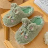 Hausschuhe Frauen Slip On Furry H Flat Home Winter Round Toe Warm Halten Cartoon Schuhe Damen Fuzzy Größe 8