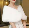 Scarves Elegant Women Wedding Jackets White Black Faux Fur Accessory Bridal Shawl Wraps Cape Winter Evening Party Coat Cloak5468161