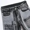 Jeans masculinos 2024 chegadas retalhos outono inverno moda casual calças coreano roupas de luxo homens cinza designer lavado