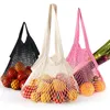 Sacs de rangement Sac tissé en coton Portable Protection de l'environnement Net Supermarché Fruits et légumes Shopping Multi-Color en option