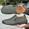 Mannen Schoenen Set Voet Casual Slip op mannen Loafers Hoge Kwaliteit Echt Leer Zwart Flats Mocassins Sport Gratis Verzending man Schoen