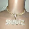 Collar con nombre personalizado, letra de goteo con gancho grande, palabra de circón, cadena cubana, joyería de Hip Hop 240106