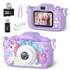Детская камера-игрушка Фиолетовый единорог для девочек и мальчиков Подарок Детская цифровая камера 1080P HD 2-дюймовый экран с 32 ГБ SD-картой Игровой плеер 240105