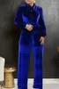 Calças femininas de duas peças roupas africanas para mulheres 2 outono inverno manga longa azul top calça combinando conjuntos dashiki roupas