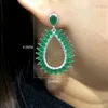 Dangle Oorbellen Grote Waterdruppel Voor Vrouwen Groen Roze Grote Bohemen Zilver Kleur Plated Meisje Zirconia Oorbel Mode-sieraden 2024