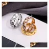 Band Rings Titanium Stainless Steel Simple Ring Rhombus Line Thick Thin Combination Wedding 6Mm Couple Drop Delivery Jewelry Dhhi7