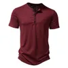 Henley Collar Summer Men Casual Solid Color Short Sleeve T Shirt For Men Polo Men High QualityMens T Shirts 240106