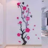 Pruimenbloem 3d acryl spiegel muurstickers kamer slaapkamer DIY kunst muur decor woonkamer entree achtergrond wanddecoratie 210705287E