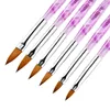 2023 6Pcs Acrylic Handle Nail Art Flat Brush Design Dotting Painting Drawing Crystal Pen Set Carving Salon Tips Builder 2 4 6 8 10224 326