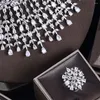 Necklace Earrings Set Ingenious 4pcs Luxury Dubai Nigeria CZ Crystal Wedding Bridal Zirconia Full Jewelry For Women Party Accessories