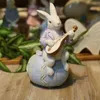Aesthetic Rabbit Playing an Instrument Home Decor Resin Interior Desk Garden Animal Figurine Ornament Crafts Gift 240106