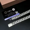 Colar de joias finas S925 prata esterlina hip hop gelado 2 fileiras Vvs1 moissanite diamante corrente cubana