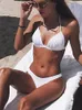 Halter Bra Cup Bikini Sexy Swimsuit Female White Swimwear Women Push up Bikini set Brazilian Bathing Suit Bandeau Swim suit 240105