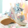 Sandals Women 2024 Woman Flats Women's Ladies Platform Wedges Heel Floral Flower Lace-up Shoes Footwear Chaussure Femme