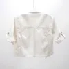夏の白い短い女性デニムジャケット韓国のファッションコート薄いスリムアウターハーフスリーブジーンズジャケット女性シャッケタスミュージャー240106