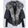 Chaqueta de plumón de pato con cuello de piel de zorro de gran tamaño para mujer, abrigo Parkka de invierno de diseñador de lujo, 3BS3Q