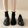 Primavera zapatos de cuero suave para Mujer mocasines de estilo inglés moda cabeza redonda tacón central diseño sólido Zapatillas Mujer 240106